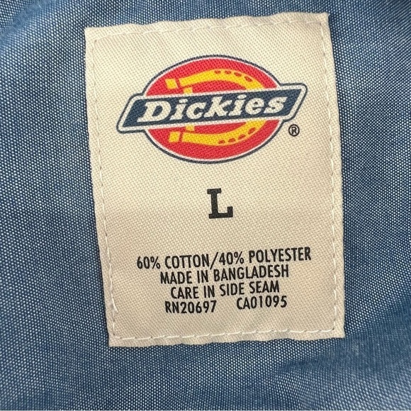 Dickies Blue Short Sleeve Wrinkle Resistant Work Shirt Size Large Men’s - Picture 2 of 4